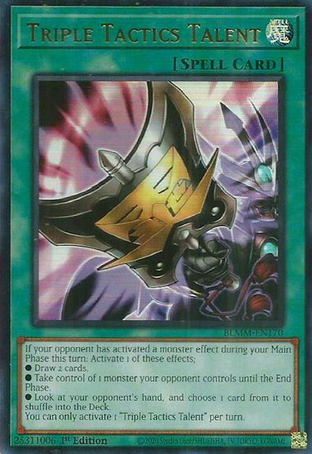 Triple Tactics Talent trading card from Battles of Legend: Monster Mayhem Triple Tactics Talent - Battles of Legend: Monster Mayhem YuGiOh trading card