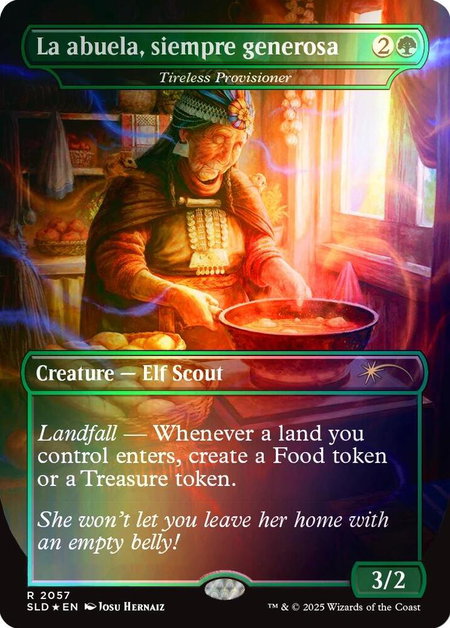 La abuela, siempre generosa - Tireless Provisioner (Rainbow Foil) - Secret Lair Drop Series Magic: The Gathering trading card