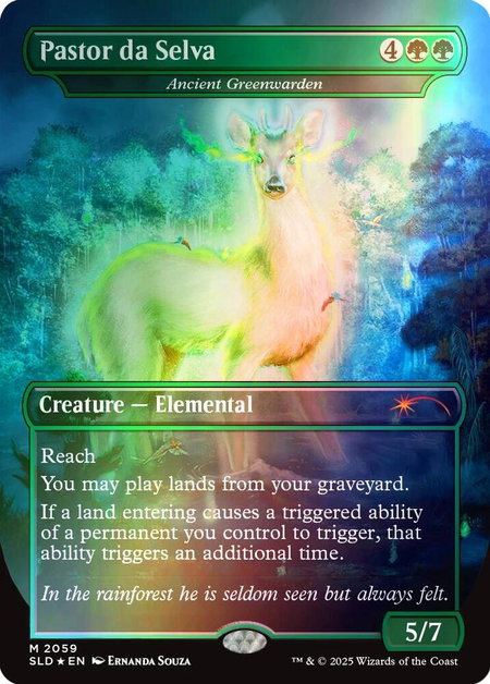 Pastor da Selva - Ancient Greenwarden (Rainbow Foil) - Secret Lair Drop Series Magic: The Gathering trading card