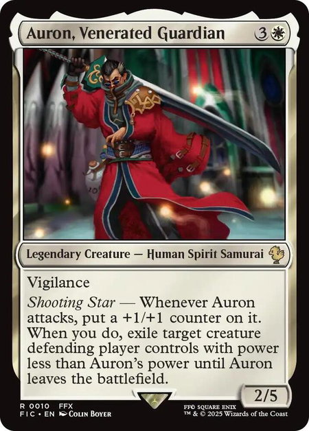Auron, Venerated Guardian (Surge Foil) - Commander: FINAL FANTASY Magic: The Gathering trading card