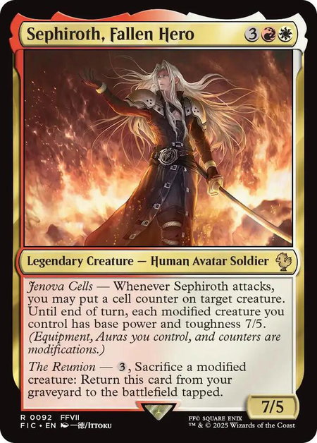 Sephiroth, Fallen Hero (Surge Foil) - Commander: FINAL FANTASY Magic: The Gathering trading card