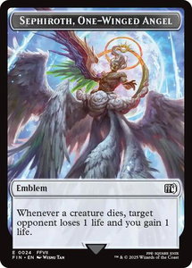 Emblem - Sephiroth, One-Winged Angel // Robot Warrior Double-Sided Token - FINAL FANTASY (FIN) #24 // 12 - Token Magic: The Gathering Trading Card