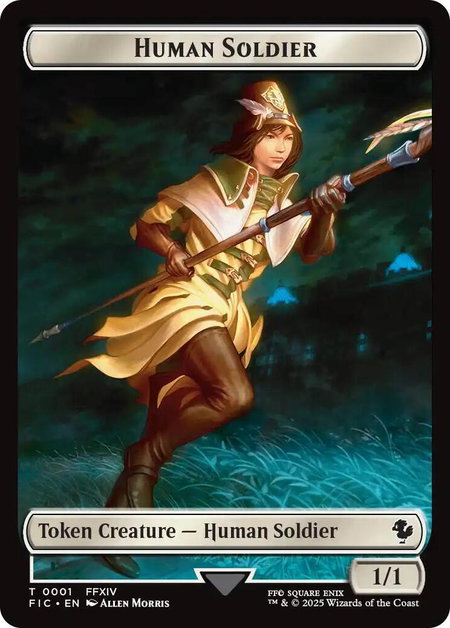 Human Soldier // Hero (0033) Double-Sided Token (Surge Foil) - Commander: FINAL FANTASY Magic: The Gathering trading card