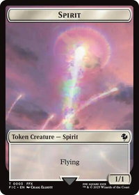 Spirit // Hero (0026) Double-Sided Token (Surge Foil) - Commander: FINAL FANTASY (FIC) #3 // 26 - Token Magic: The Gathering Trading Card