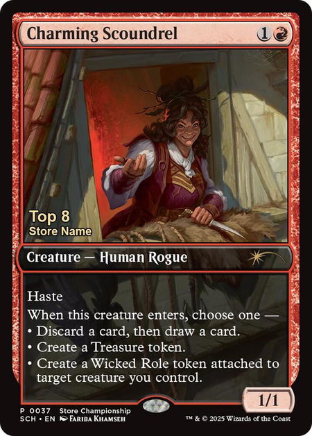 Charming Scoundrel (Top 8) - Game Day & Store Championship Promos Magic: The Gathering trading card