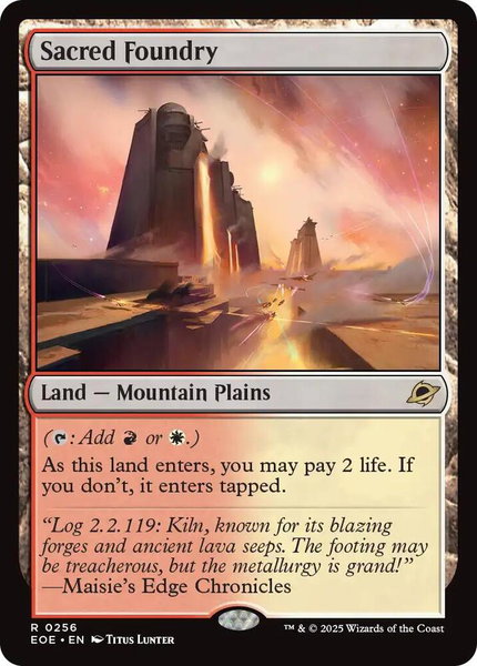 Sacred Foundry trading card from Edge of Eternities Sacred Foundry - Edge of Eternities Magic: The Gathering trading card