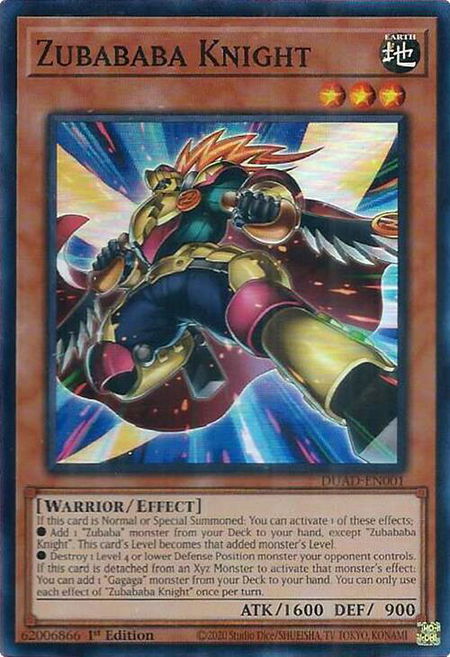 Zubababa Knight - Duelist's Advance YuGiOh trading card