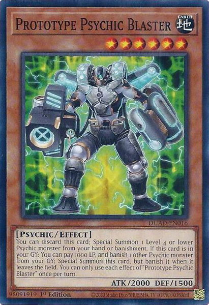 Prototype Psychic Blaster trading card from Duelist's Advance Prototype Psychic Blaster - Duelist's Advance YuGiOh trading card