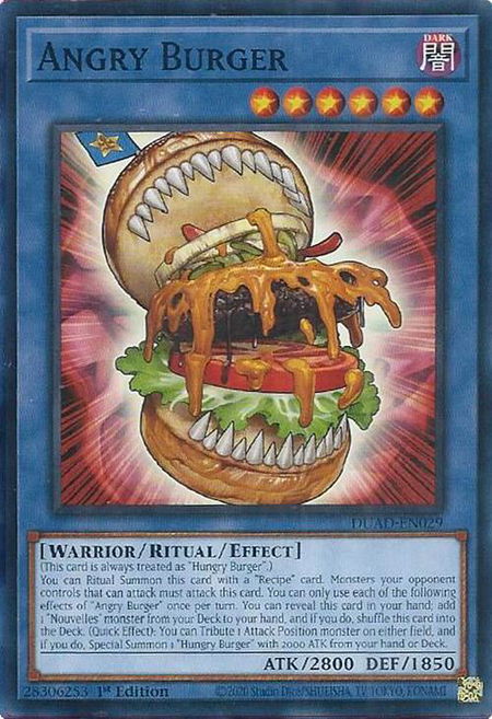 Angry Burger - Duelist's Advance YuGiOh trading card