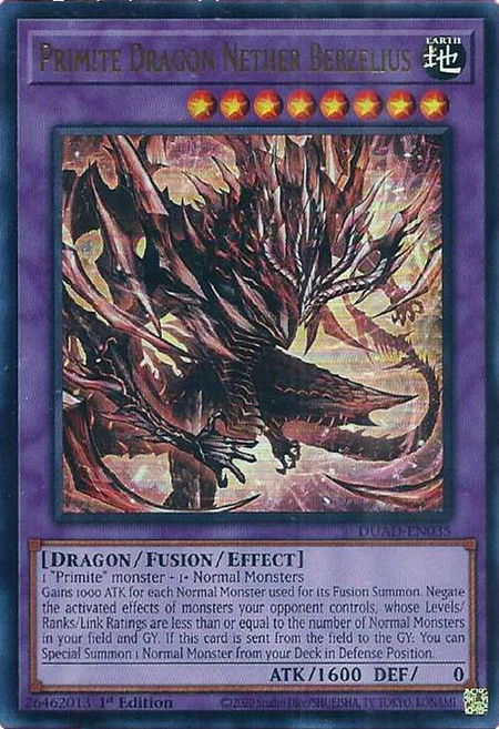 Primite Dragon Nether Berzelius - Duelist's Advance YuGiOh trading card