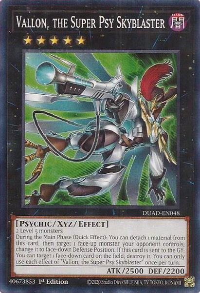 Vallon, the Super Psy Skyblaster trading card from Duelist's Advance Vallon, the Super Psy Skyblaster - Duelist's Advance YuGiOh trading card