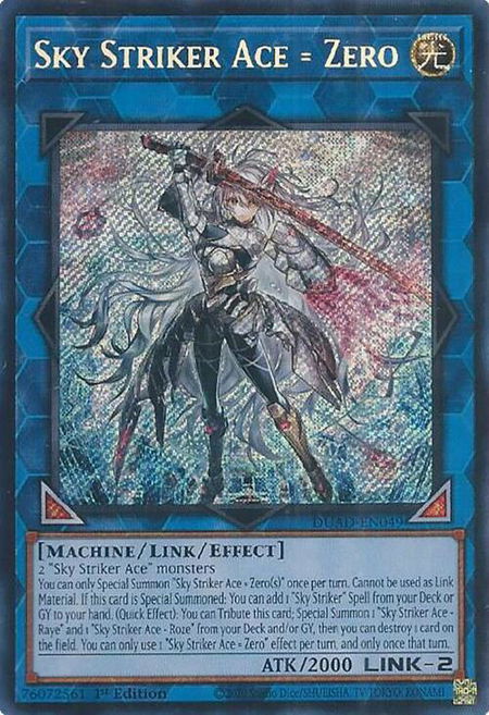 Sky Striker Ace = Zero - Duelist's Advance YuGiOh trading card