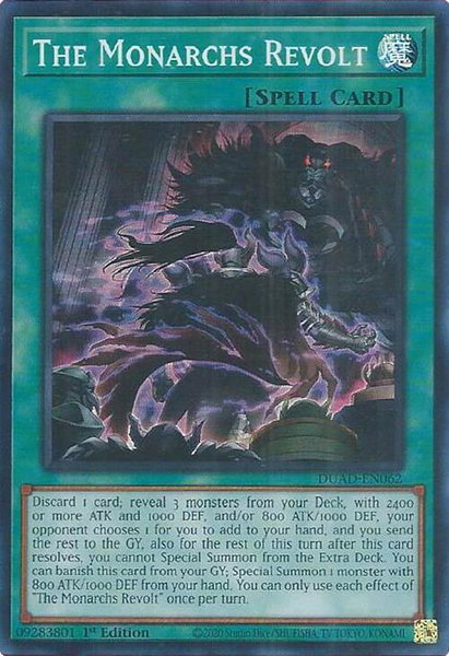 The Monarchs Revolt trading card from Duelist's Advance The Monarchs Revolt - Duelist's Advance YuGiOh trading card