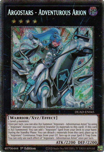 Argostars - Adventurous Arion (Starlight Rare) trading card from Duelist's Advance Argostars - Adventurous Arion (Starlight Rare) - Duelist's Advance YuGiOh trading card