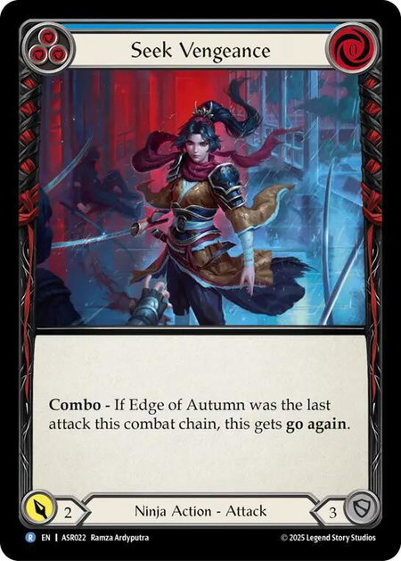 Seek Vengeance (Blue) trading card from Armory Deck: Ira Seek Vengeance (Blue) - Armory Deck: Ira Flesh and Blood trading card