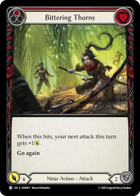 Bittering Thorns (Red) trading card from Armory Deck: Ira Bittering Thorns (Red) - Armory Deck: Ira Flesh and Blood trading card