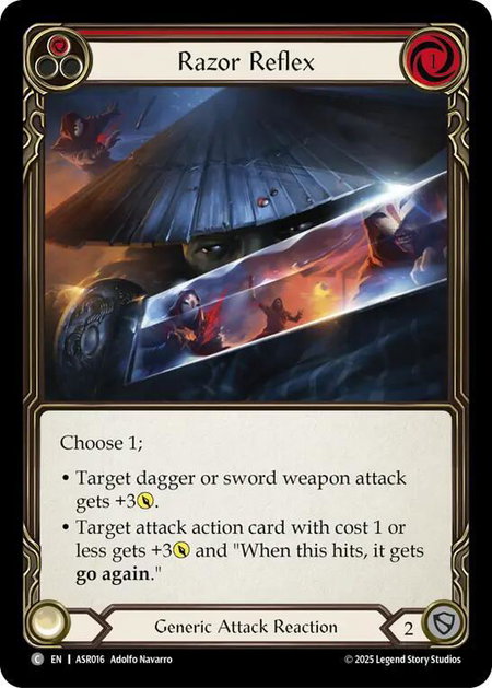 Razor Reflex (Red) trading card from Armory Deck: Ira Razor Reflex (Red) - Armory Deck: Ira Flesh and Blood trading card