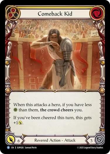 Comeback Kid (Yellow) trading card from Super Slam Comeback Kid (Yellow) - Super Slam Flesh and Blood trading card