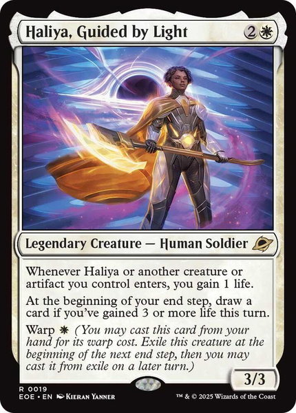 Haliya, Guided by Light trading card from Edge of Eternities Haliya, Guided by Light - Edge of Eternities Magic: The Gathering trading card