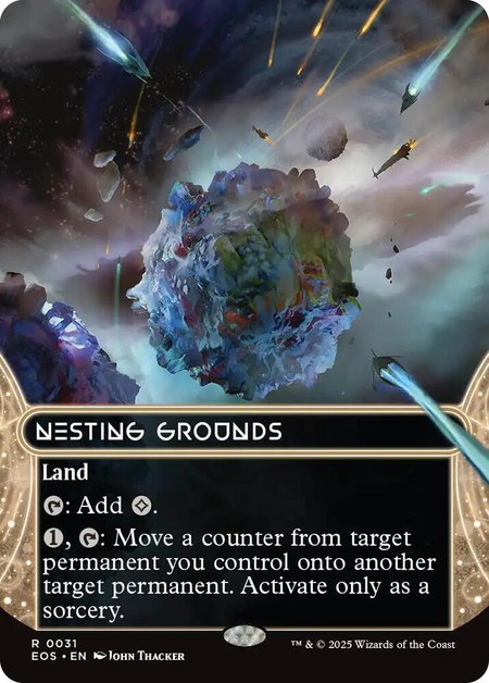 Nesting Grounds (0031) (Borderless) trading card from Edge of Eternities: Stellar Sights Nesting Grounds (0031) (Borderless) - Edge of Eternities: Stellar Sights Magic: The Gathering trading card