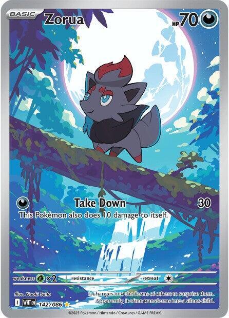 Zorua - 142/086 trading card from SV: White Flare Zorua - 142/086 - SV: White Flare Pokémon trading card