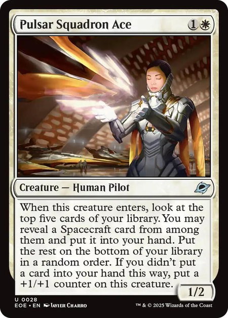 Pulsar Squadron Ace trading card from Edge of Eternities Pulsar Squadron Ace - Edge of Eternities Magic: The Gathering trading card