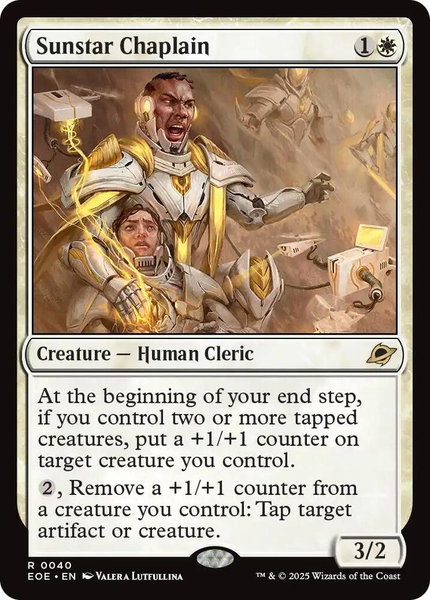 Sunstar Chaplain trading card from Edge of Eternities Sunstar Chaplain - Edge of Eternities Magic: The Gathering trading card