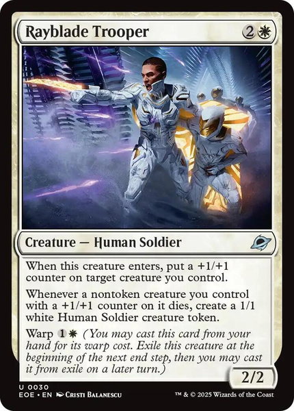 Rayblade Trooper trading card from Edge of Eternities Rayblade Trooper - Edge of Eternities Magic: The Gathering trading card