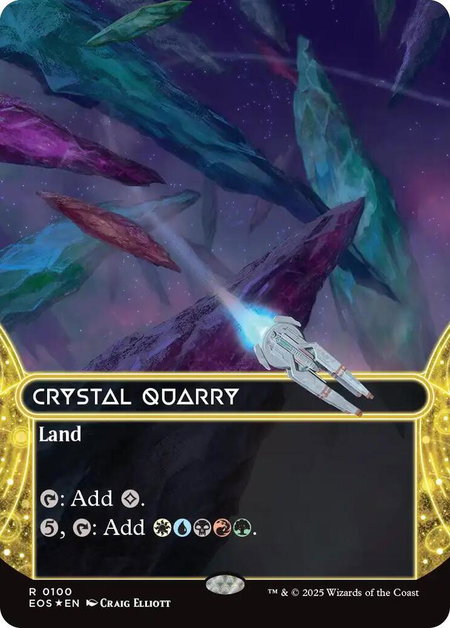 Crystal Quarry (0100) (Borderless) (Galaxy Foil) trading card from Edge of Eternities: Stellar Sights Crystal Quarry (0100) (Borderless) (Galaxy Foil) - Edge of Eternities: Stellar Sights Magic: The Gathering trading card