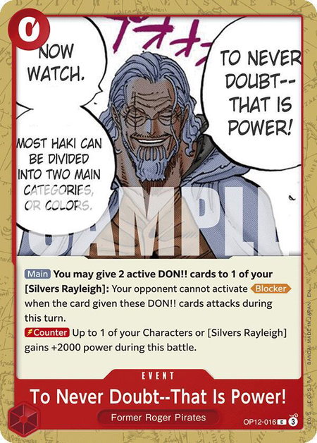 To Never Doubt--That Is Power! - Legacy of the Master One Piece trading card