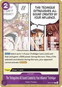 The "Extinguishes All Sound Created by Your Influence" Technique - Legacy of the Master (OP12) #OP12-077 - Common One Piece Trading Card
