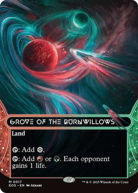 Grove of the Burnwillows (0017) (Borderless) - Edge of Eternities: Stellar Sights Magic: The Gathering trading card
