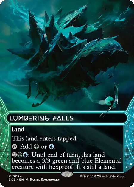 Lumbering Falls (0024) (Borderless) - Edge of Eternities: Stellar Sights Magic: The Gathering trading card