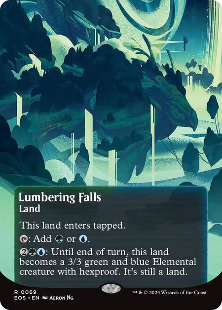 Lumbering Falls (0069) (Borderless) - Edge of Eternities: Stellar Sights Magic: The Gathering trading card