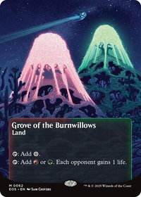 Grove of the Burnwillows (0062) (Borderless) - Edge of Eternities: Stellar Sights (EOS) #62 - Mythic Magic: The Gathering Trading Card