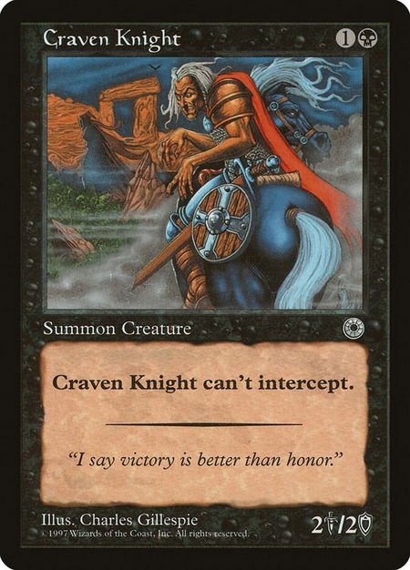 Craven Knight trading card from Portal Craven Knight - Portal Magic: The Gathering trading card