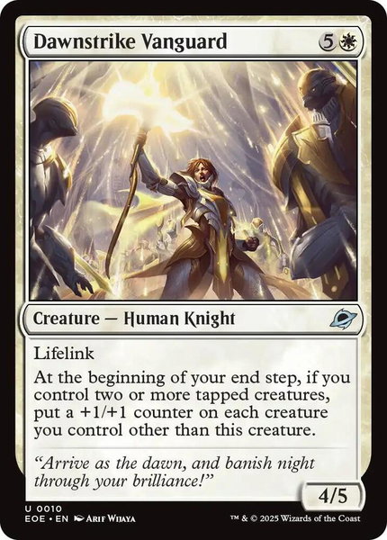 Dawnstrike Vanguard trading card from Edge of Eternities Dawnstrike Vanguard - Edge of Eternities Magic: The Gathering trading card