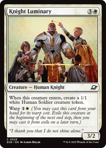 Knight Luminary trading card from Edge of Eternities Knight Luminary - Edge of Eternities Magic: The Gathering trading card