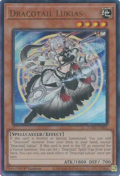 Dracotail Lukias trading card from Justice Hunters Dracotail Lukias - Justice Hunters YuGiOh trading card