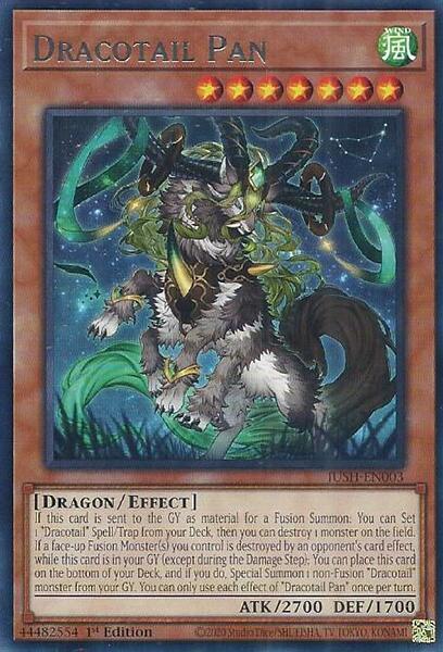 Dracotail Pan trading card from Justice Hunters Dracotail Pan - Justice Hunters YuGiOh trading card