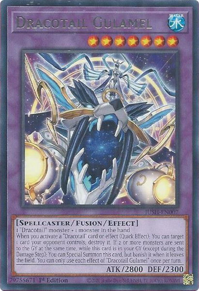 Dracotail Gulamel trading card from Justice Hunters Dracotail Gulamel - Justice Hunters YuGiOh trading card