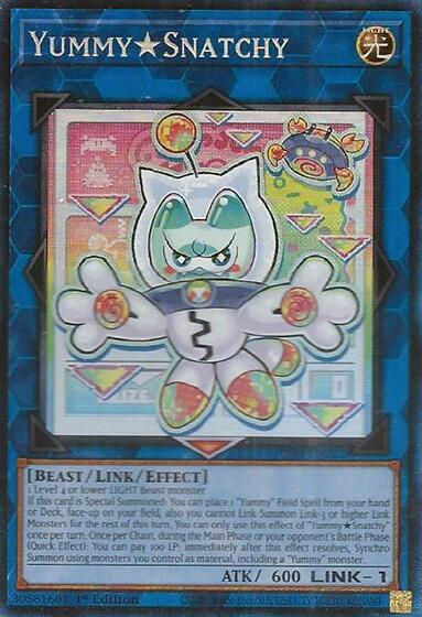 YummySnatchy (CR) trading card from Justice Hunters YummySnatchy (CR) - Justice Hunters YuGiOh trading card