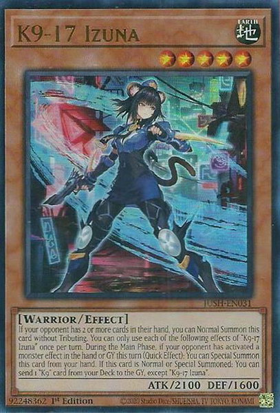 K9-17 Izuna trading card from Justice Hunters K9-17 Izuna - Justice Hunters YuGiOh trading card