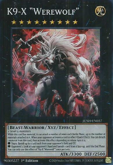 K9-X "Werewolf" trading card from Justice Hunters K9-X "Werewolf" - Justice Hunters YuGiOh trading card