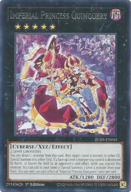 Imperial Princess Quinquery - Justice Hunters YuGiOh trading card