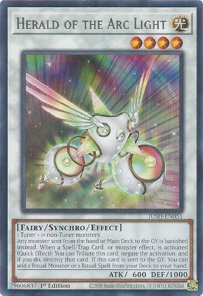 Herald of the Arc Light trading card from Justice Hunters Herald of the Arc Light - Justice Hunters YuGiOh trading card