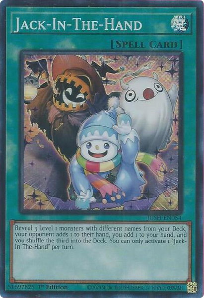 Jack-In-The-Hand (Super Rare) trading card from Justice Hunters Jack-In-The-Hand (Super Rare) - Justice Hunters YuGiOh trading card