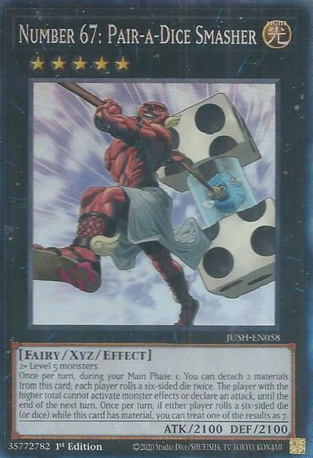 Number 67: Pair-a-Dice Smasher (CR) - Justice Hunters YuGiOh trading card