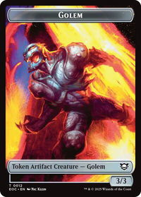 Golem (0012) // Golem (0014) Double-Sided Token - Commander: Edge of Eternities (EOC) #12 // 14 - Token Magic: The Gathering Trading Card