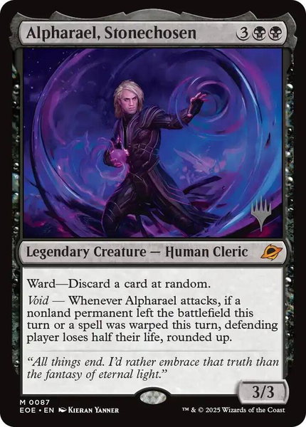 Alpharael, Stonechosen trading card from Promo Pack: Edge of Eternities Alpharael, Stonechosen - Promo Pack: Edge of Eternities Magic: The Gathering trading card